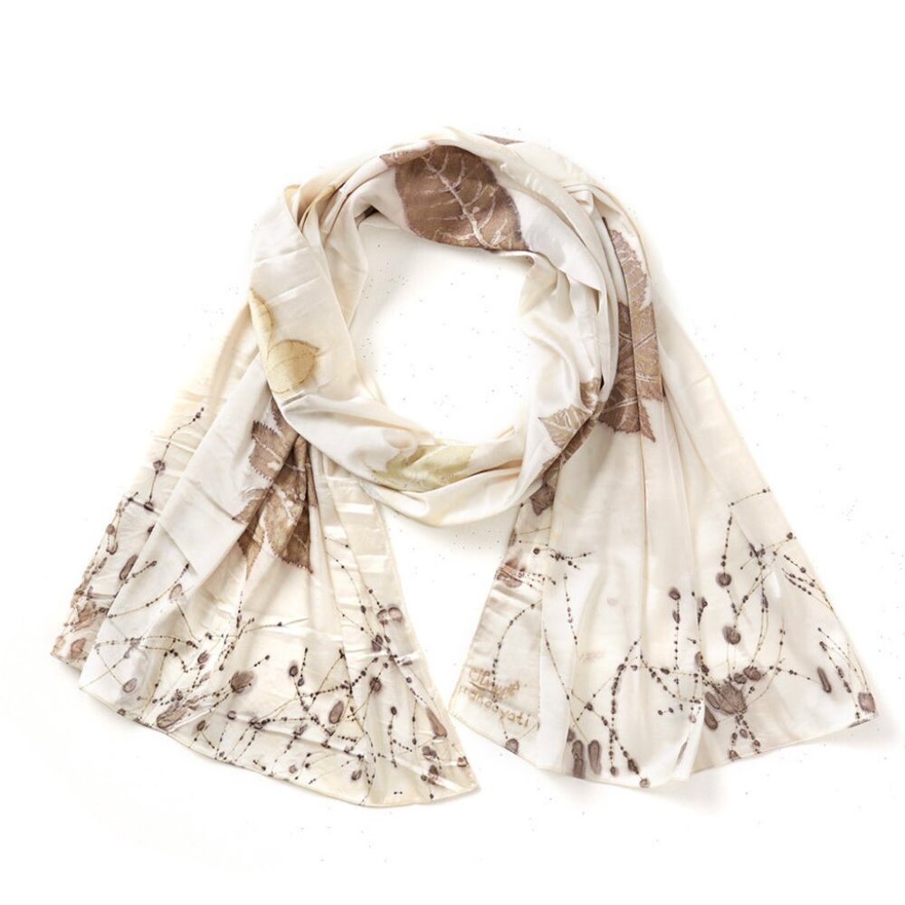 SERRV International Parchment Pressed Leaf Silk Scarf